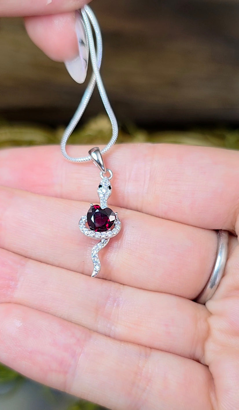 Garnet Snake Pendant