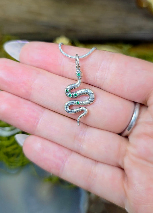 Diopside Snake Pendant