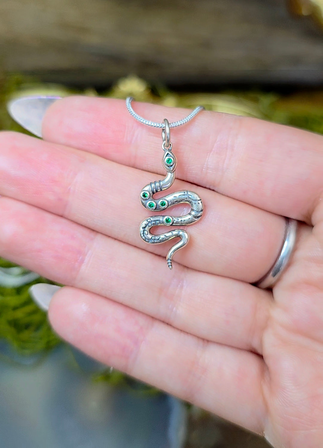 Diopside Snake Pendant