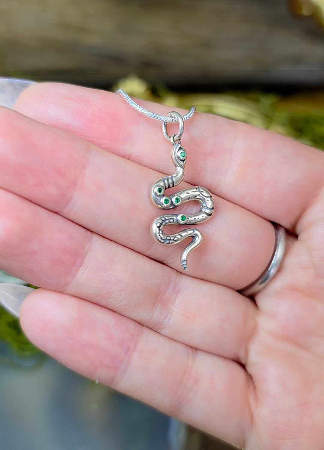 Diopside Snake Pendant