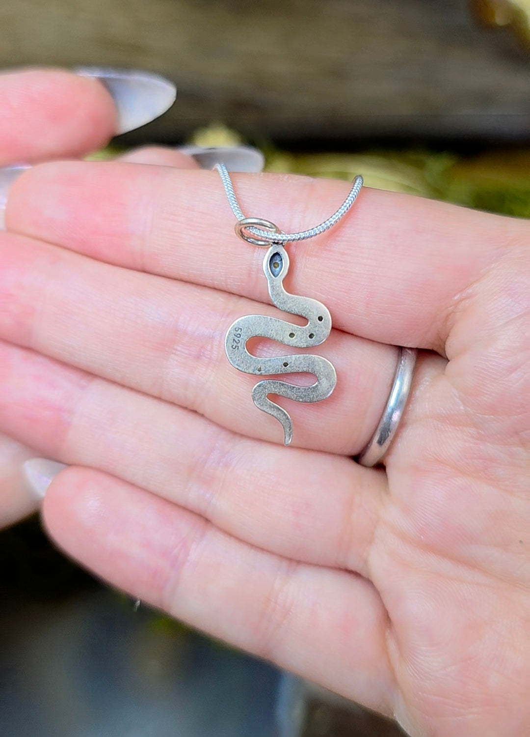 Diopside Snake Pendant
