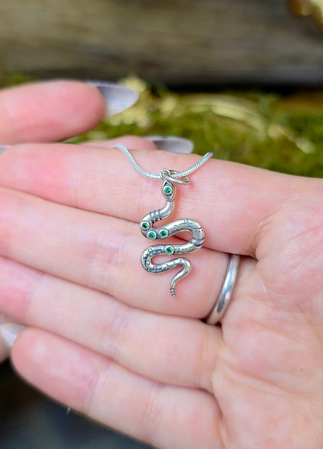Diopside Snake Pendant