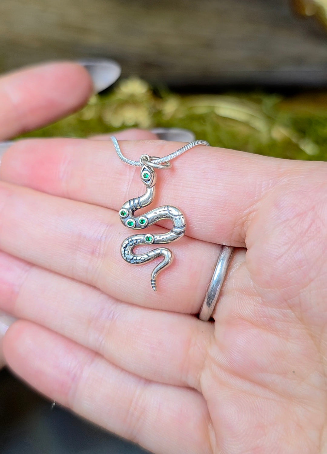 Diopside Snake Pendant