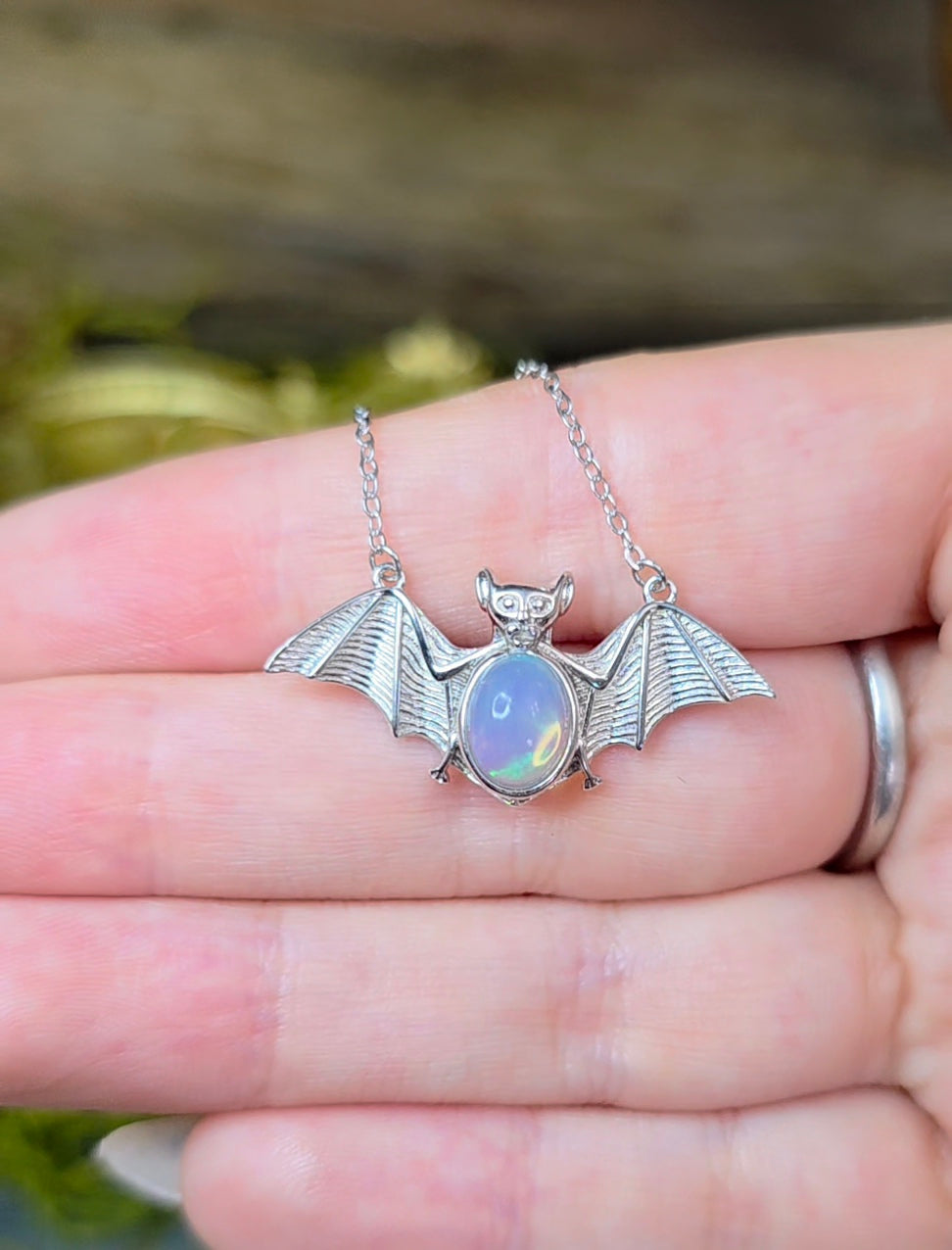 Opal Bat Pendant A