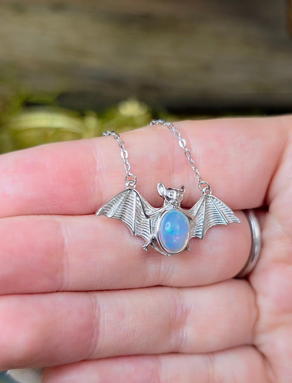 Opal Bat Pendant A