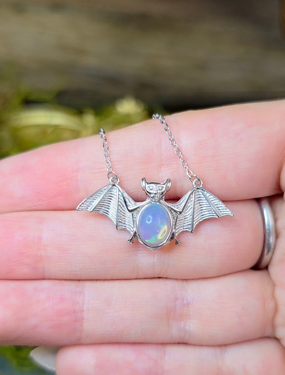 Opal Bat Pendant A