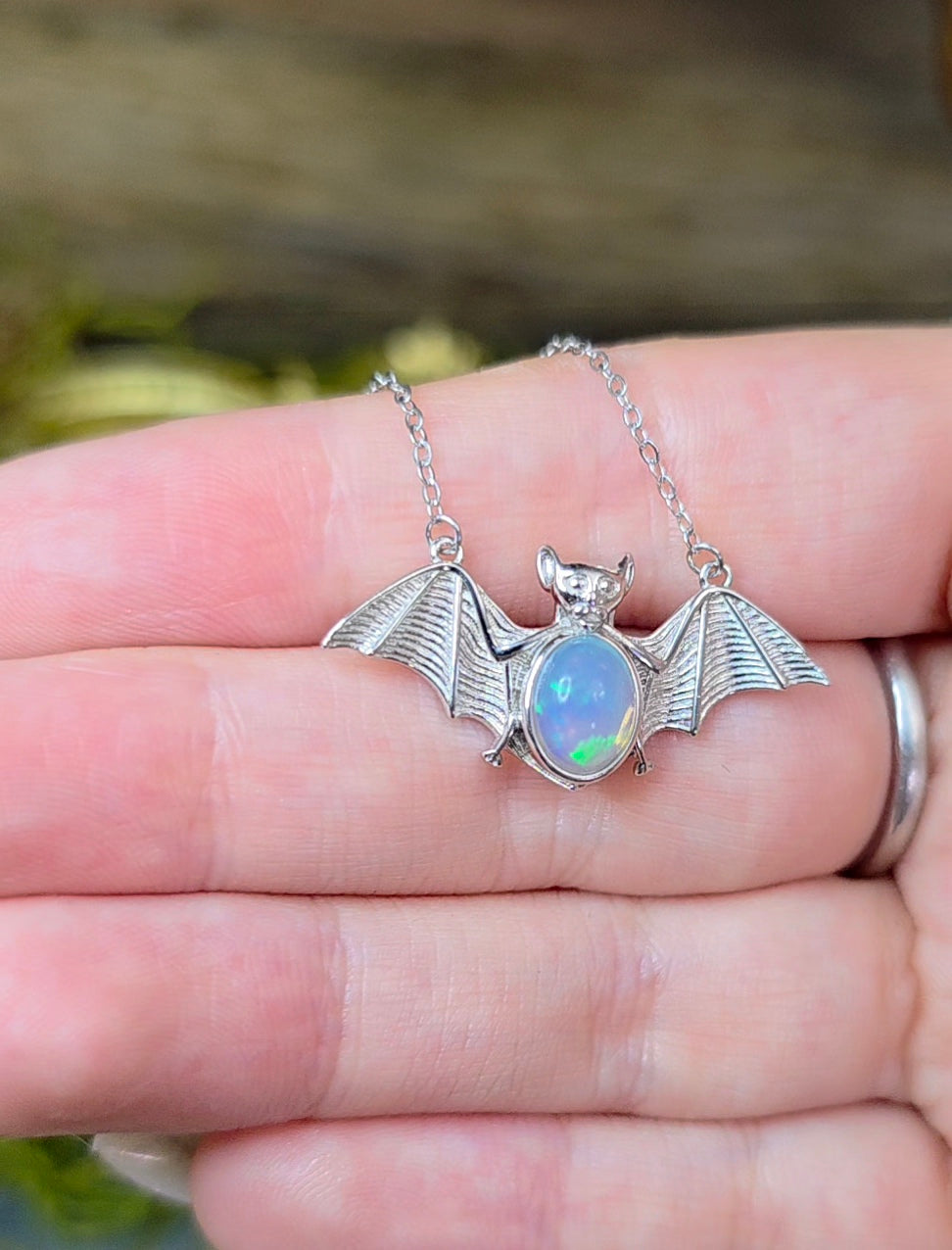 Opal Bat Pendant A