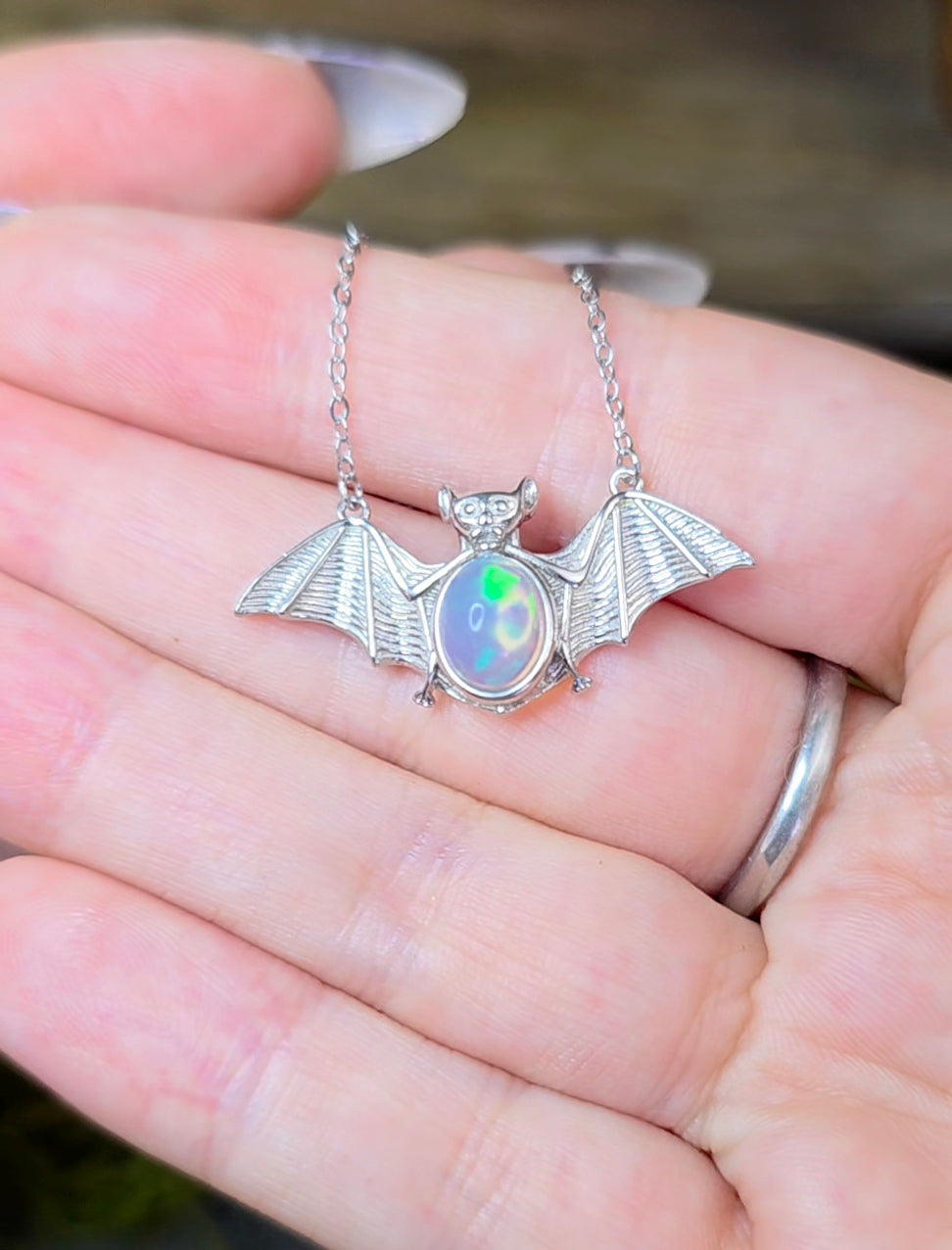 Opal Bat Pendant A