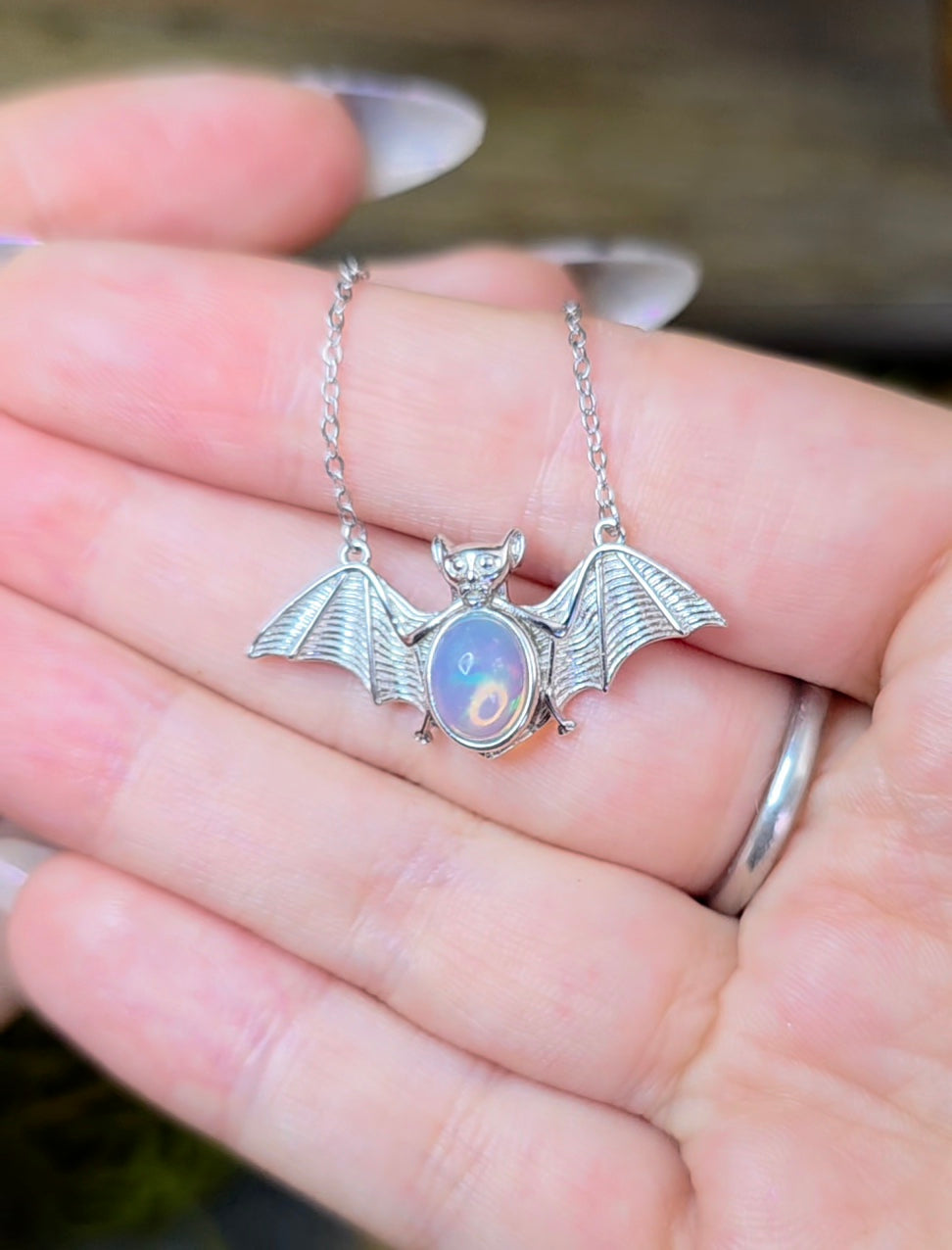 Opal Bat Pendant A