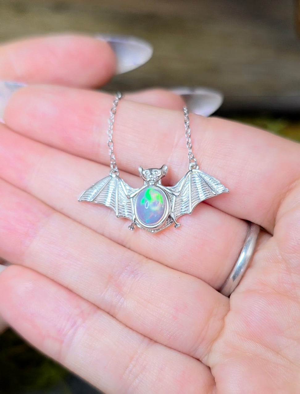 Opal Bat Pendant A