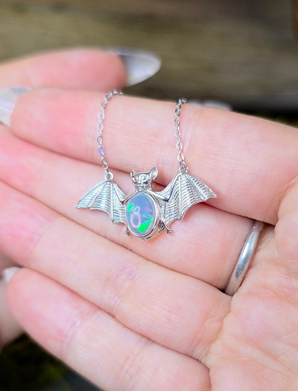 Opal Bat Pendant A