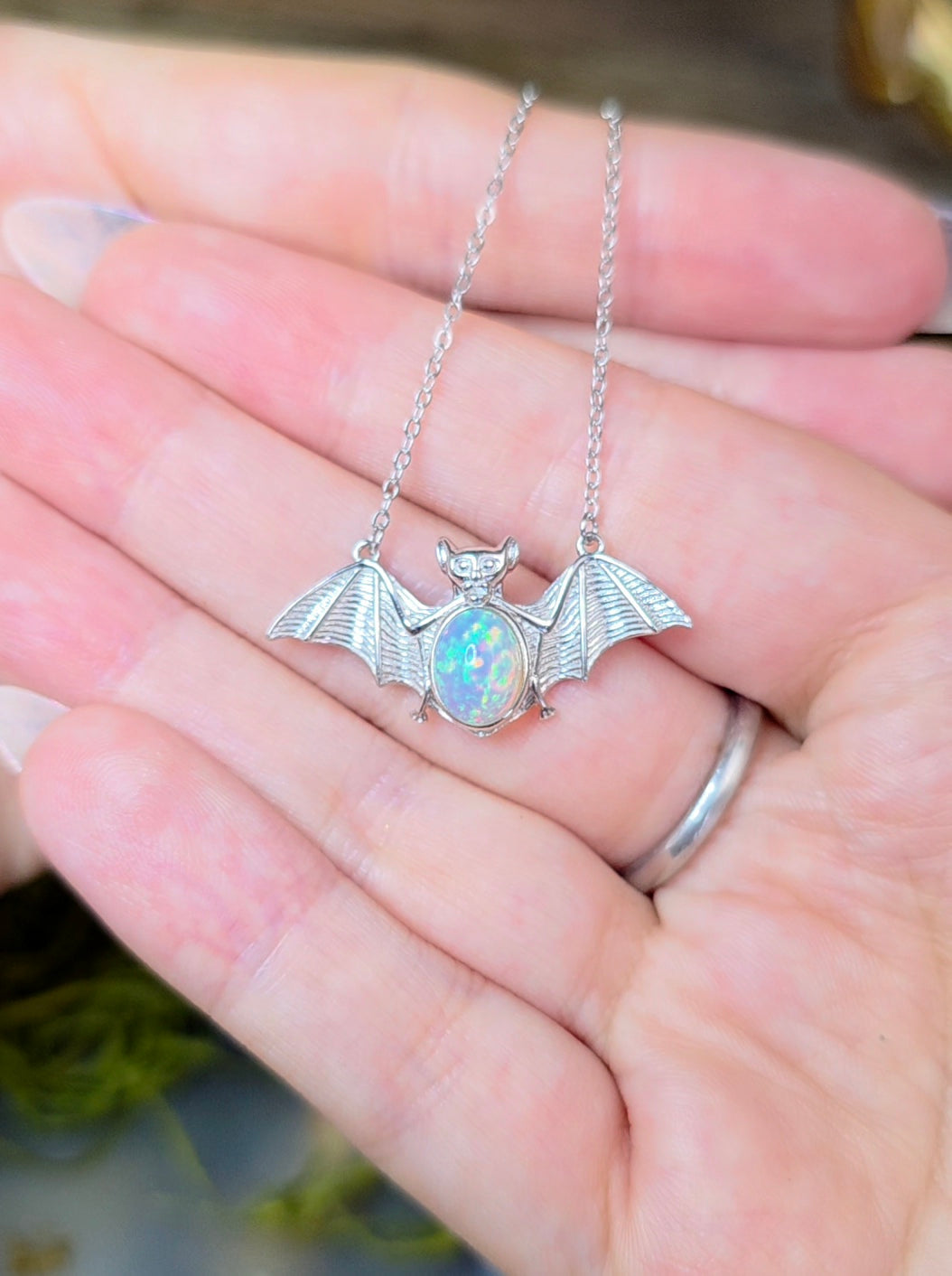 Opal Bat Pendant B