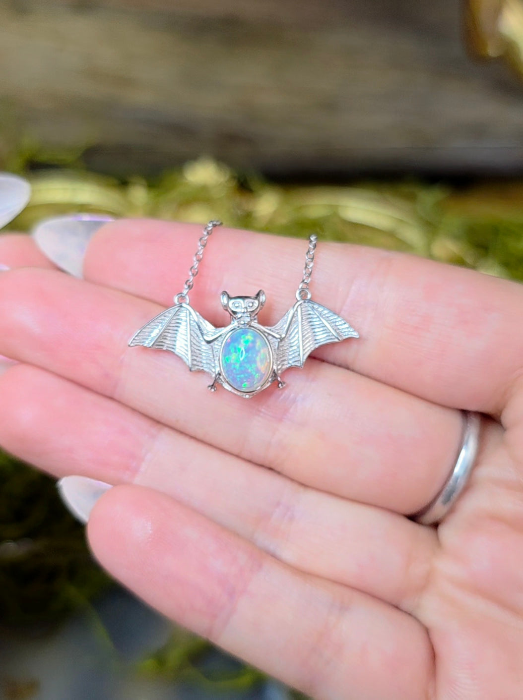 Opal Bat Pendant B