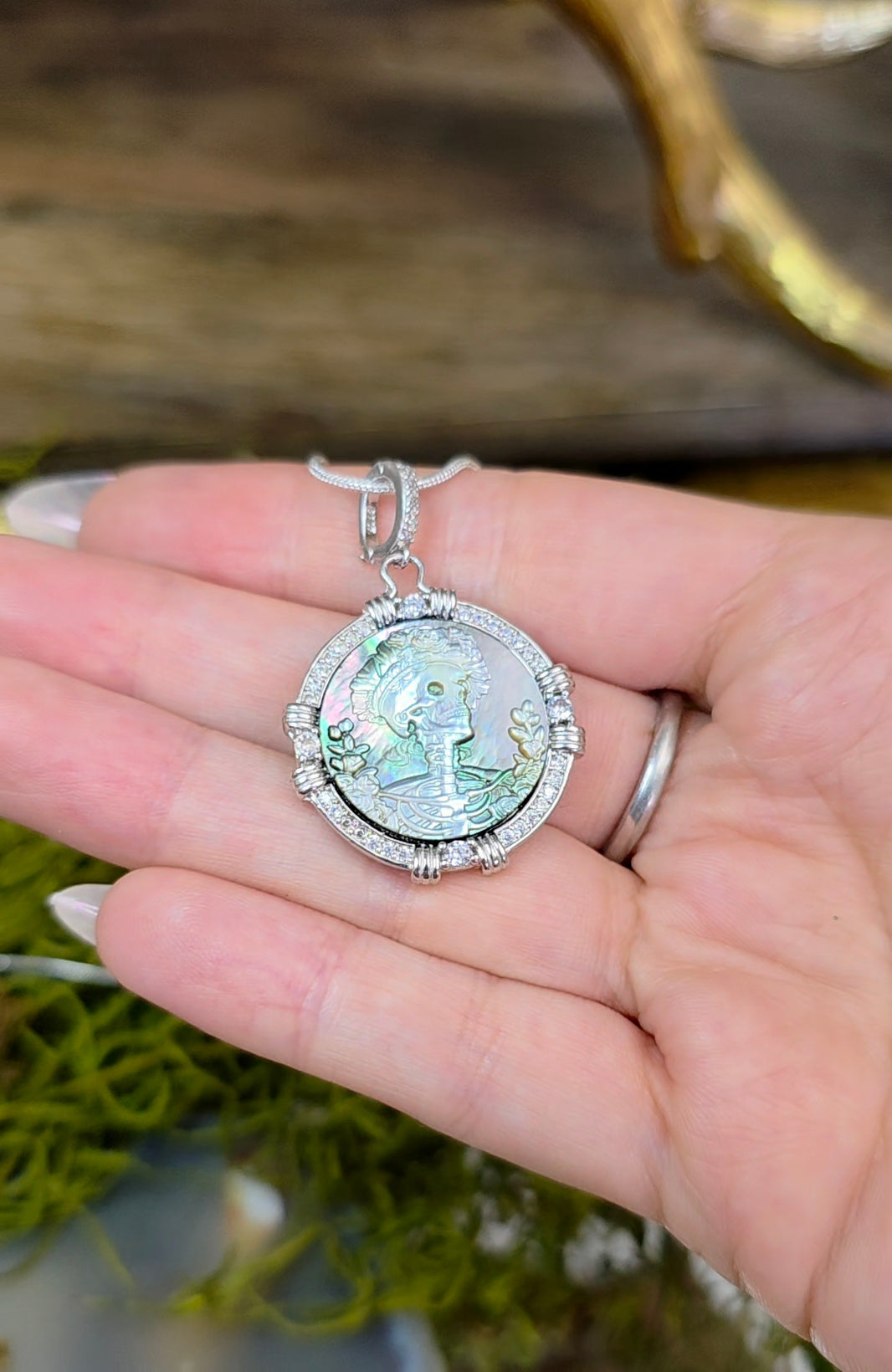 Black Shell Skeleton Pendant