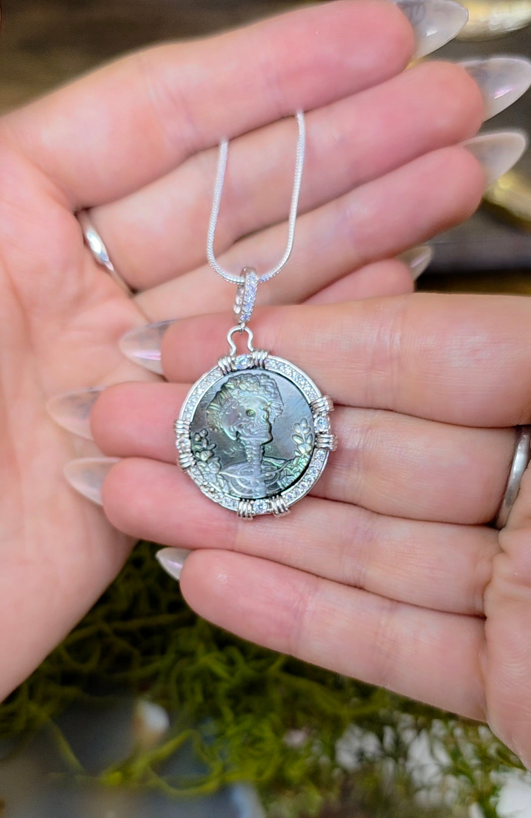 Black Shell Skeleton Pendant