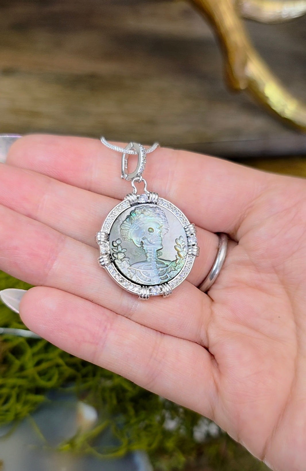 Black Shell Skeleton Pendant
