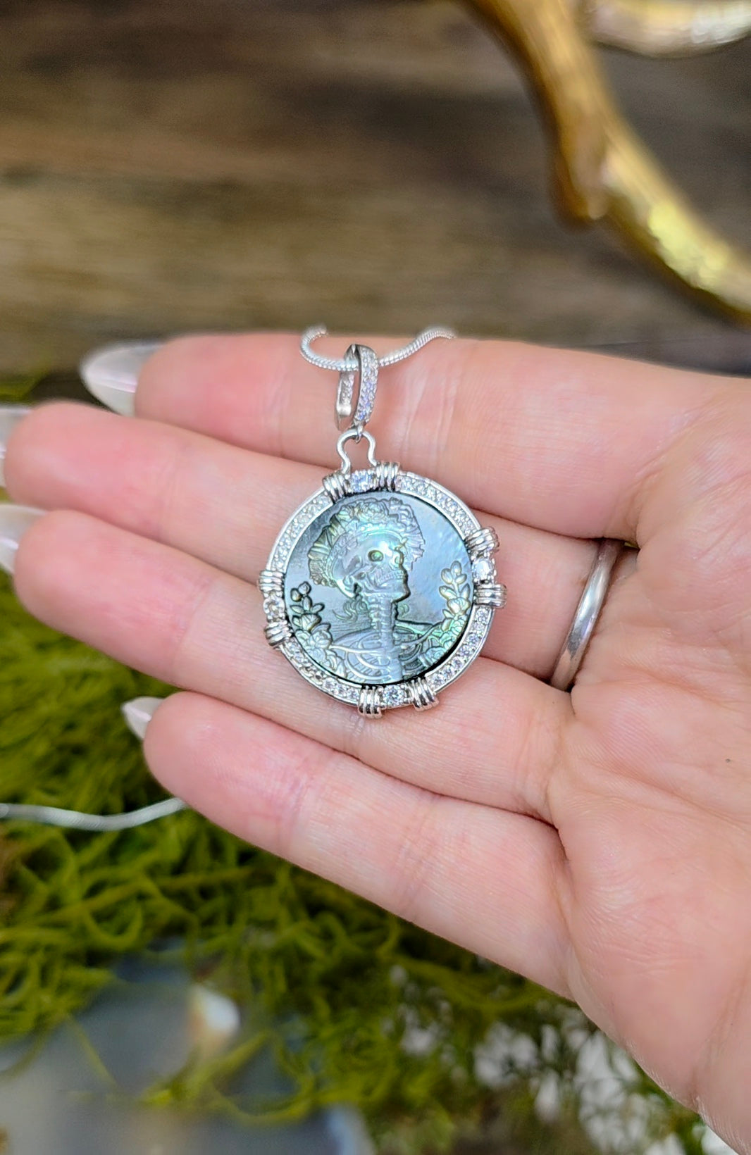 Black Shell Skeleton Pendant