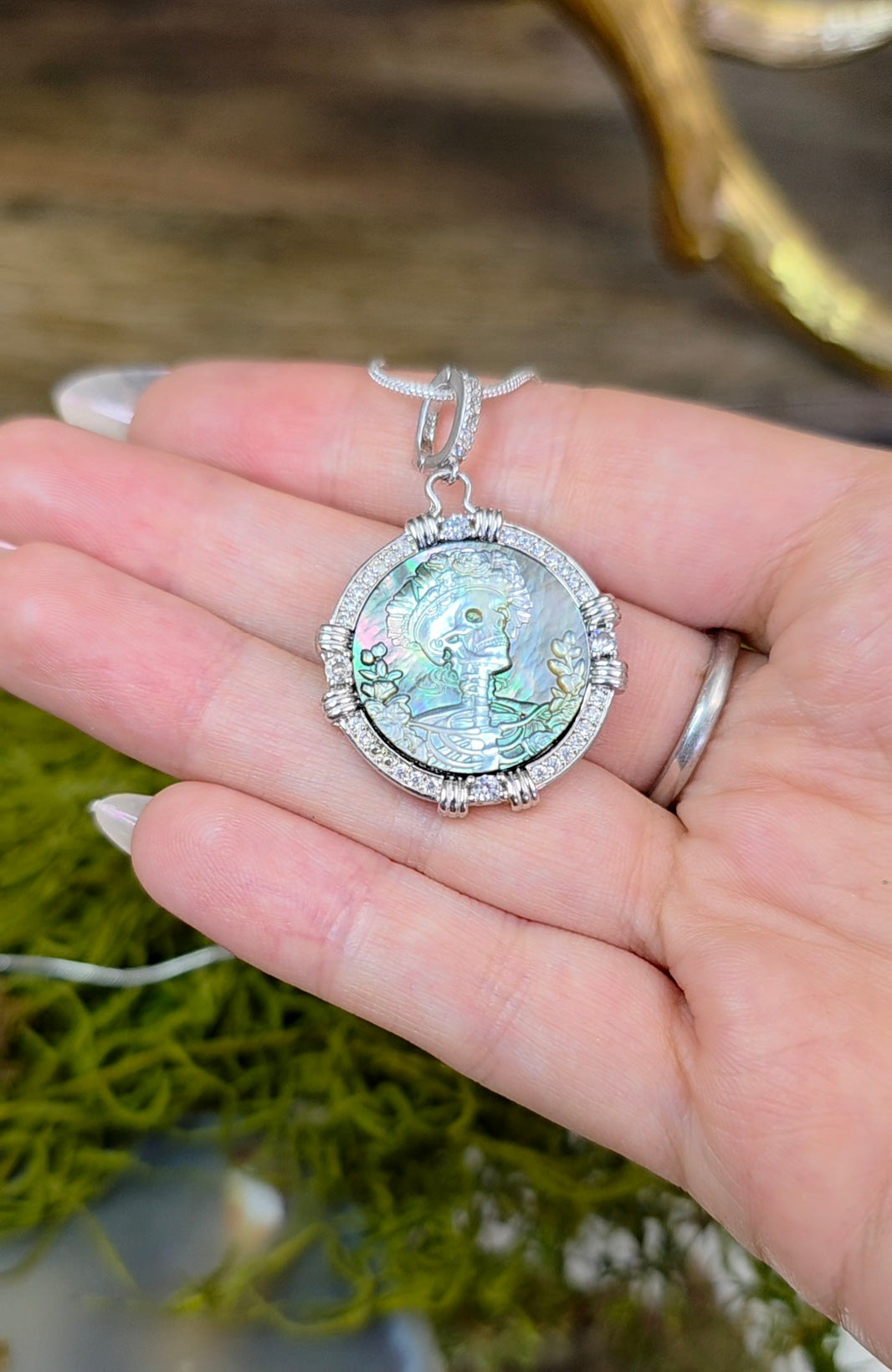Black Shell Skeleton Pendant