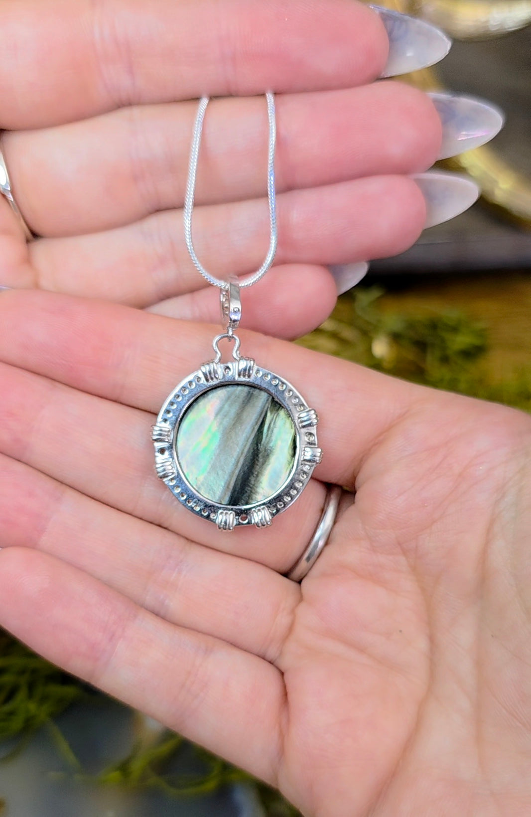 Black Shell Skeleton Pendant