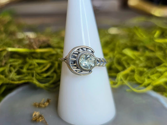 Clear Quartz Moon Ring