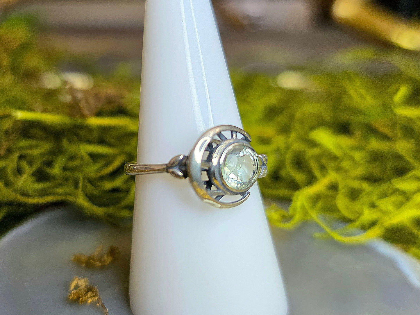 Clear Quartz Moon Ring