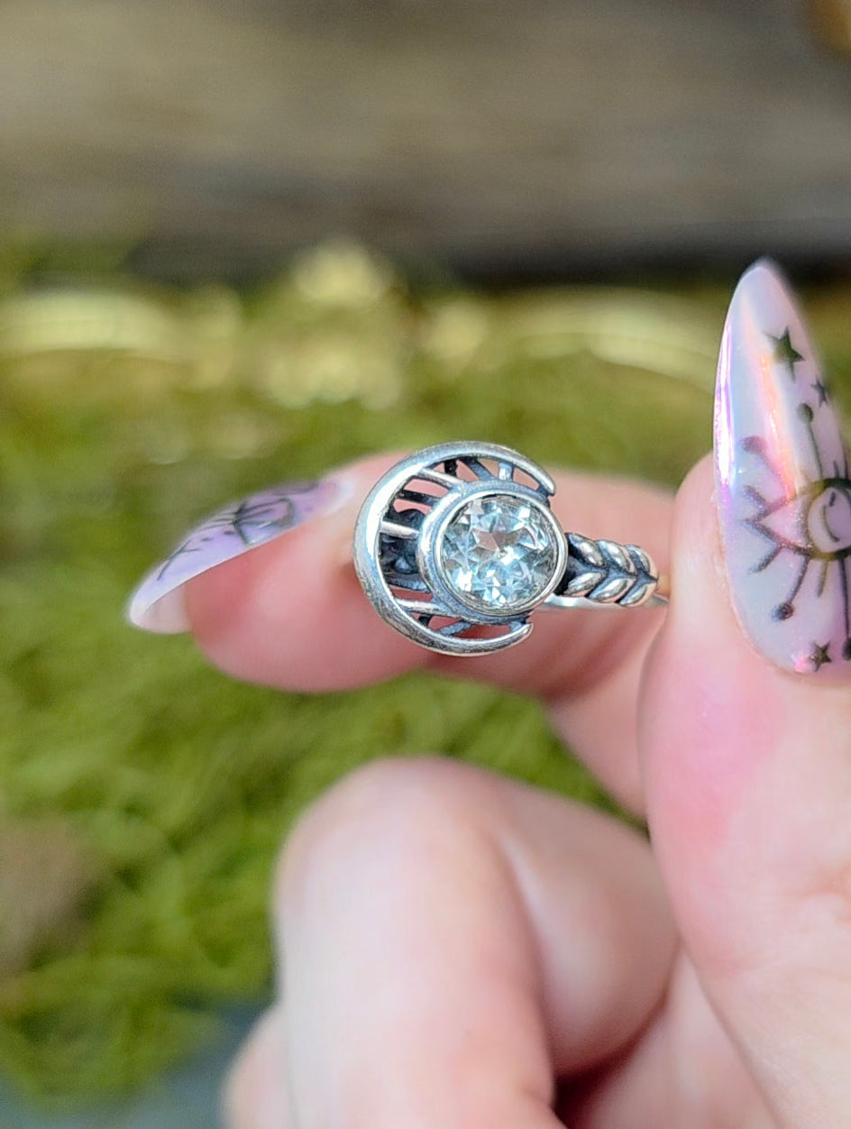 Clear Quartz Moon Ring