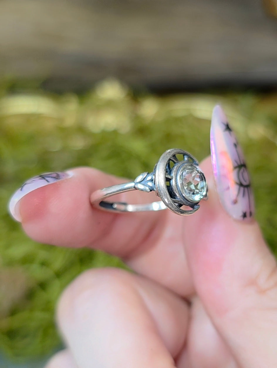 Clear Quartz Moon Ring