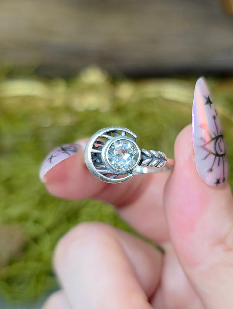 Clear Quartz Moon Ring