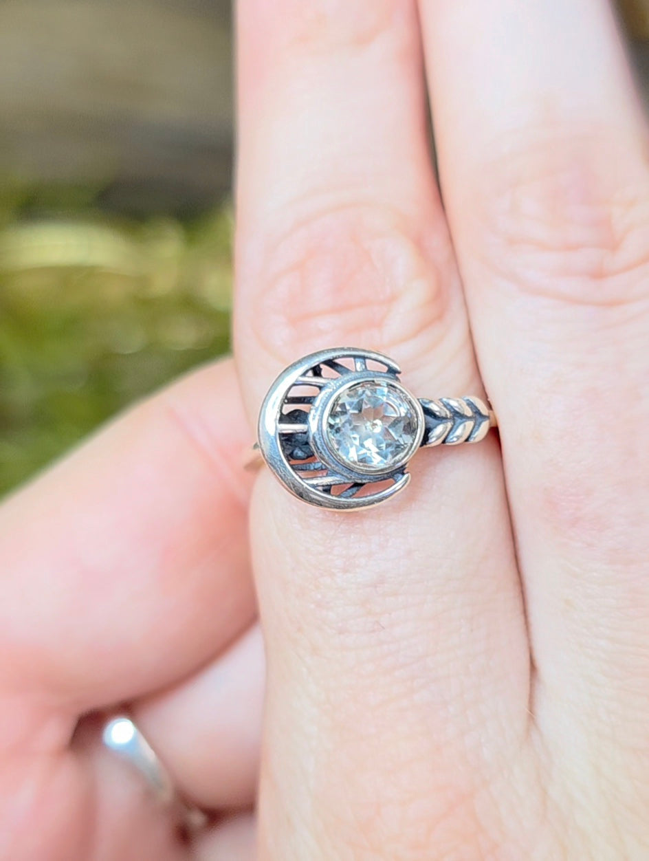 Clear Quartz Moon Ring