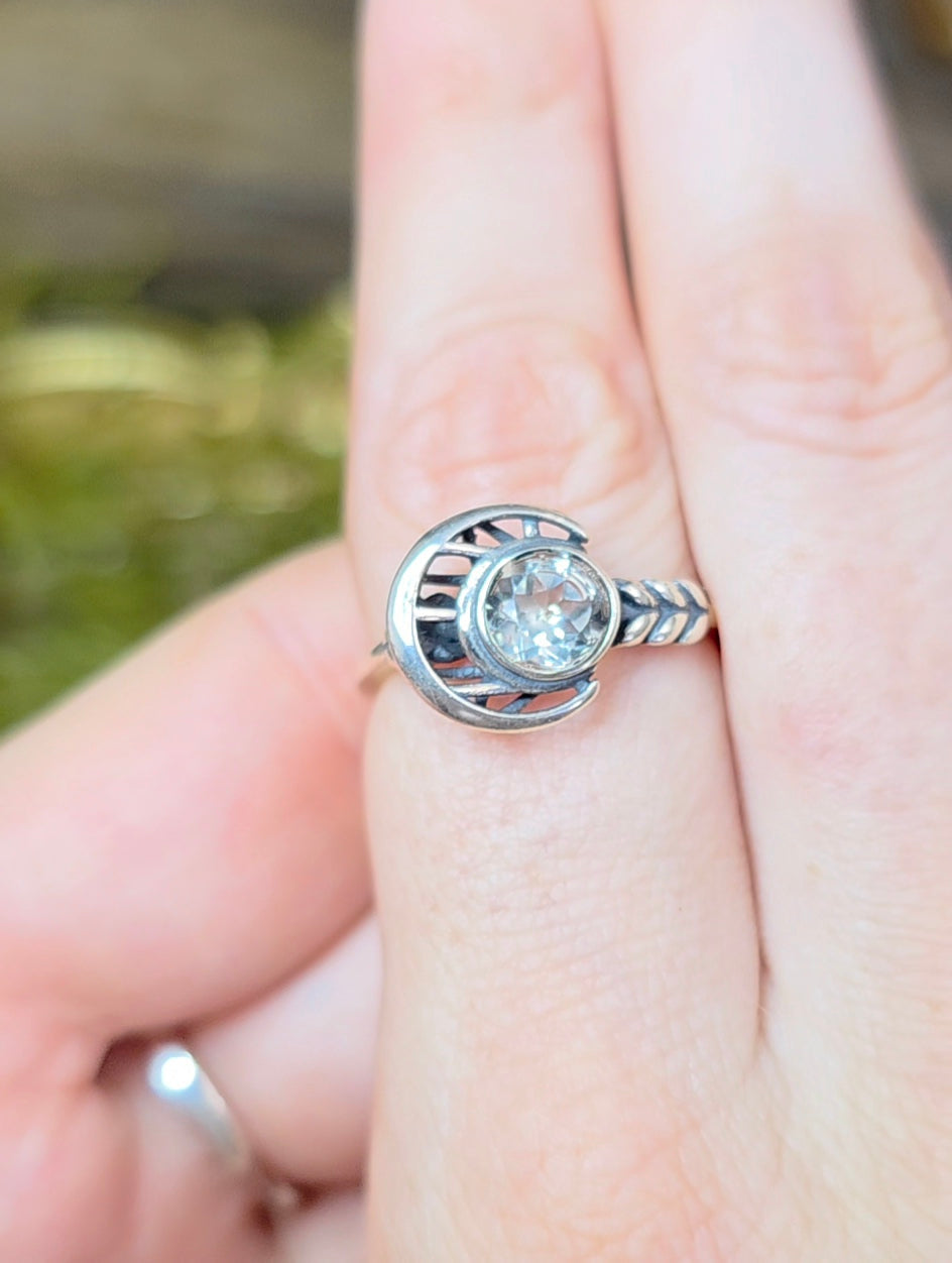 Clear Quartz Moon Ring