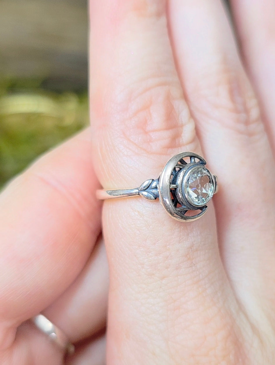 Clear Quartz Moon Ring
