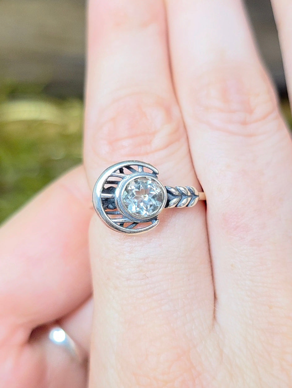 Clear Quartz Moon Ring
