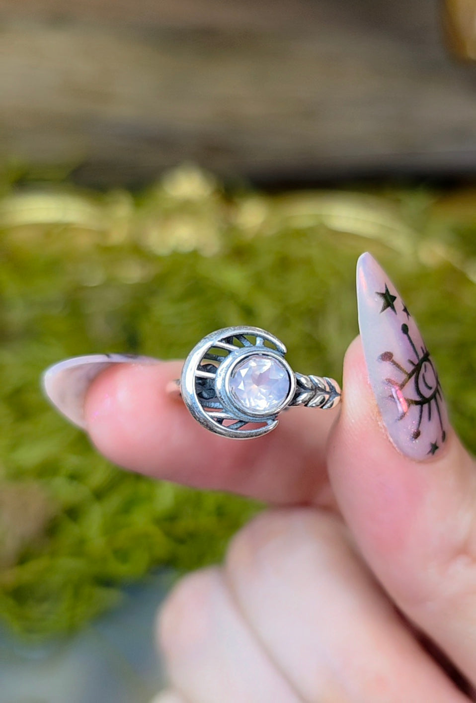 Rose Quartz Moon Ring