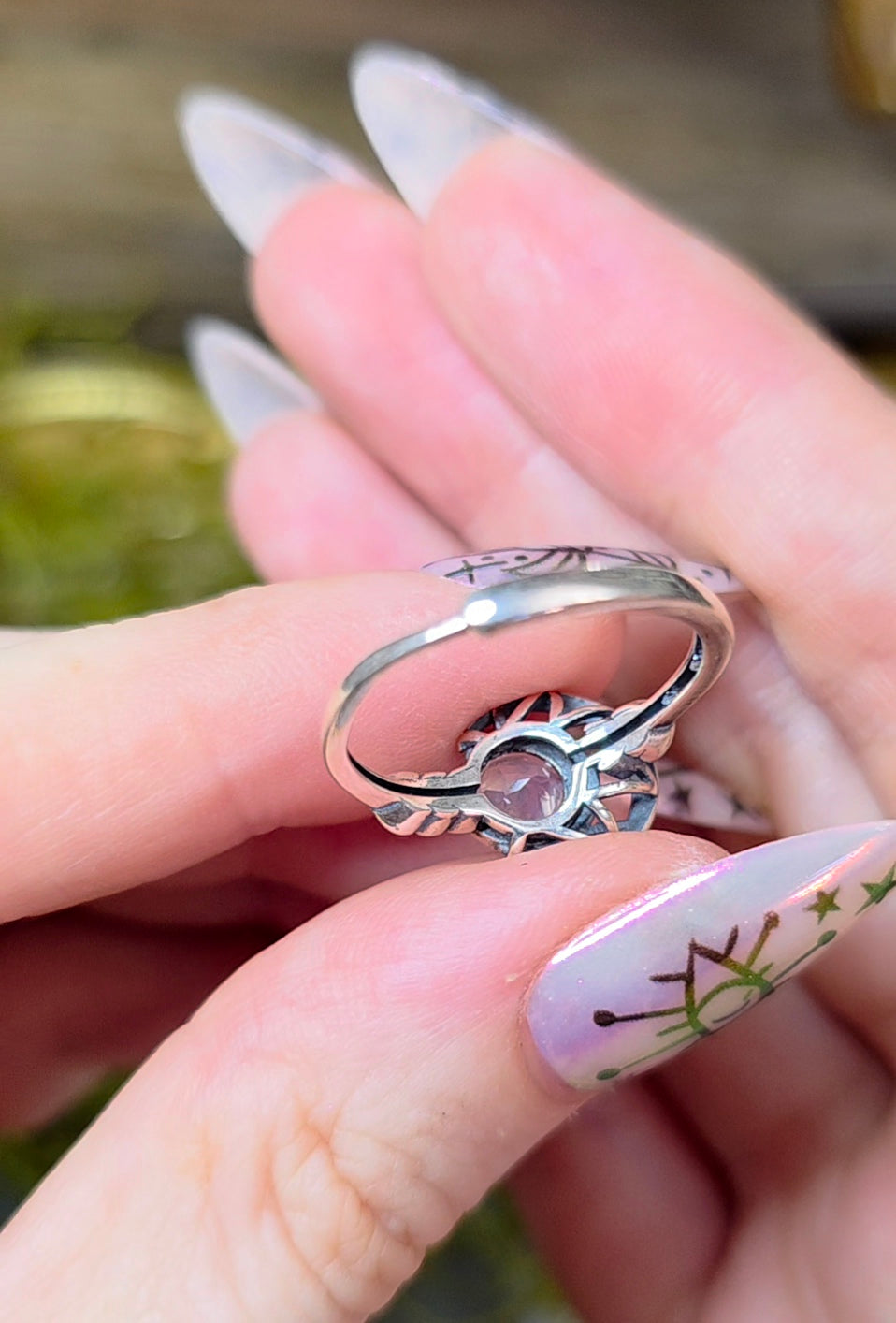 Rose Quartz Moon Ring
