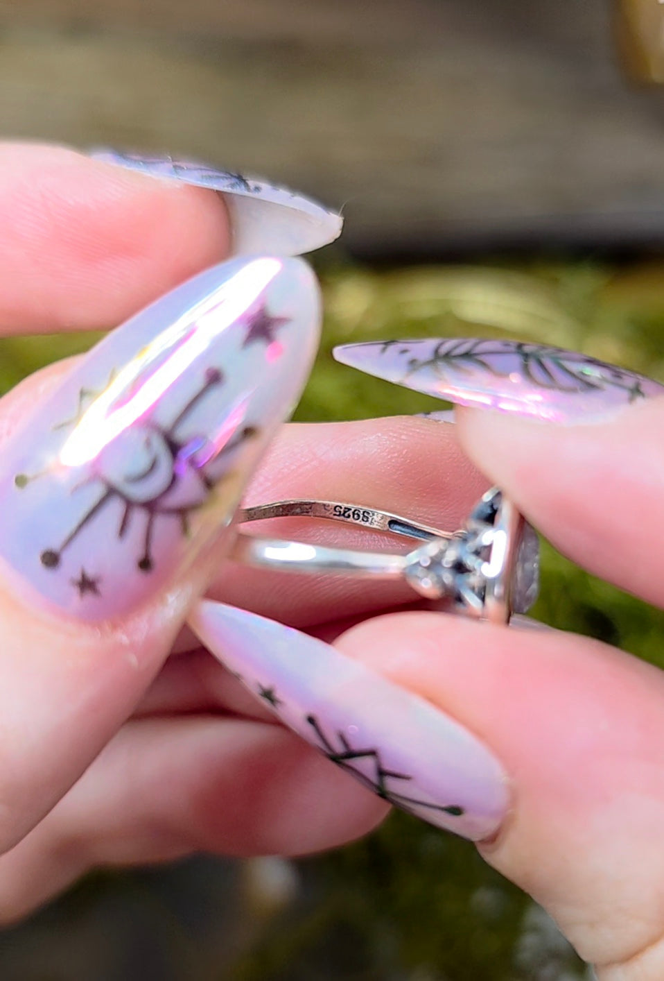 Rose Quartz Moon Ring