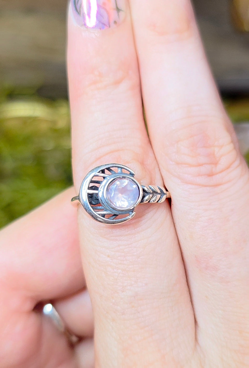 Rose Quartz Moon Ring
