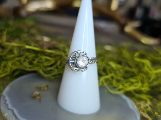 Rose Quartz Moon Ring