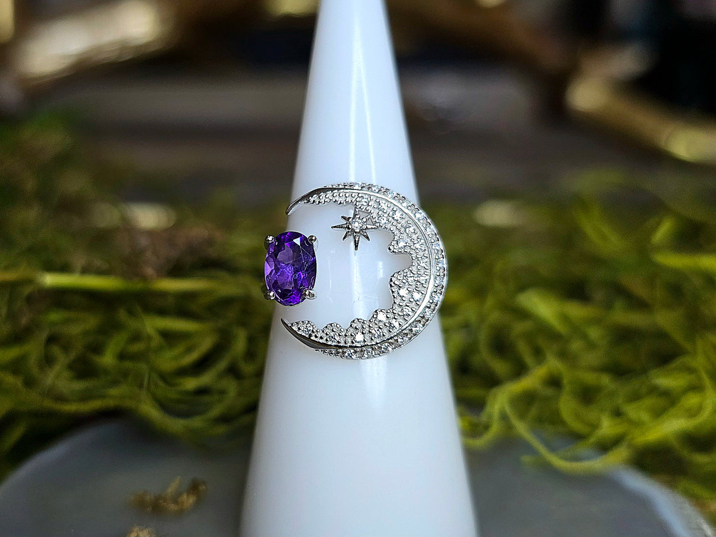 Amethyst Moon Ring