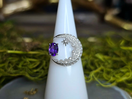 Amethyst Moon Ring