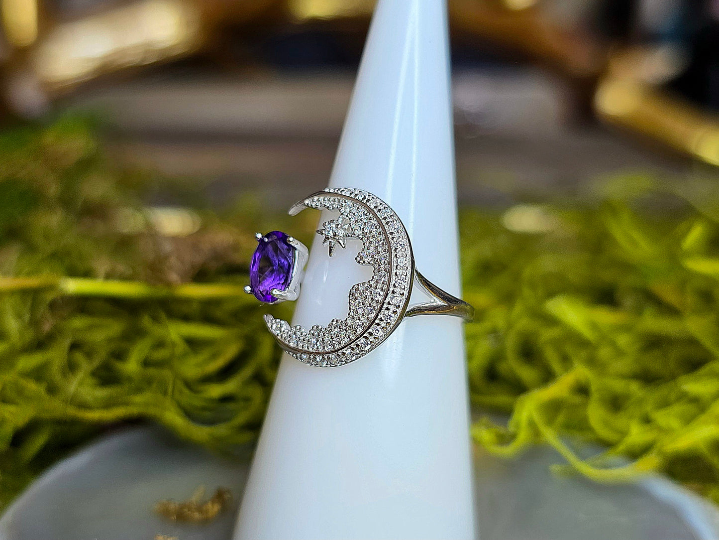Amethyst Moon Ring