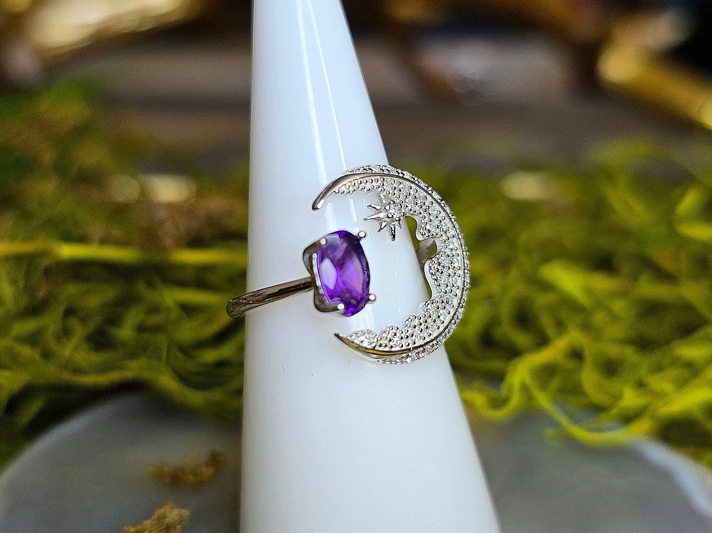 Amethyst Moon Ring