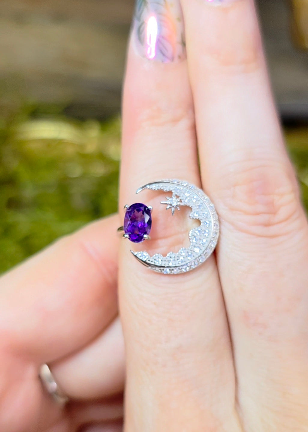 Amethyst Moon Ring