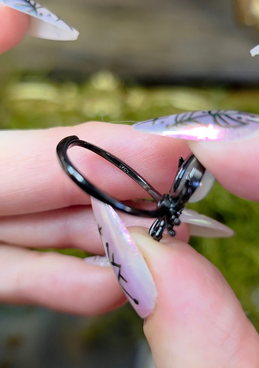 Rainbow Moonstone Spider Ring