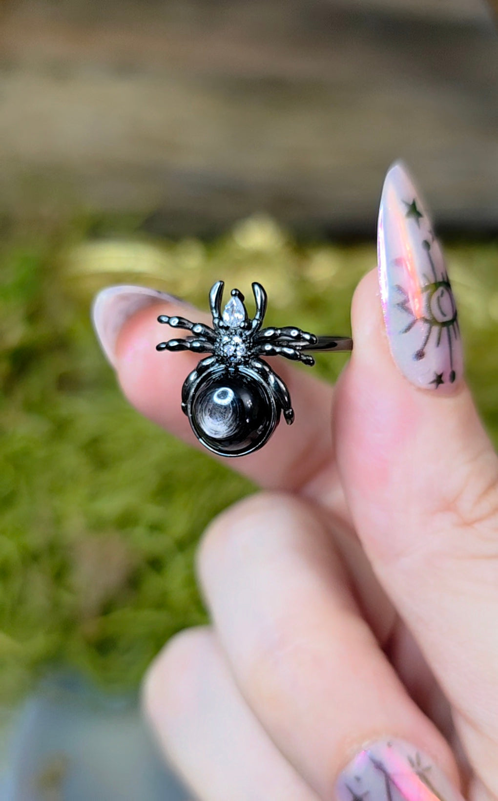 Hypersthene Spider Ring