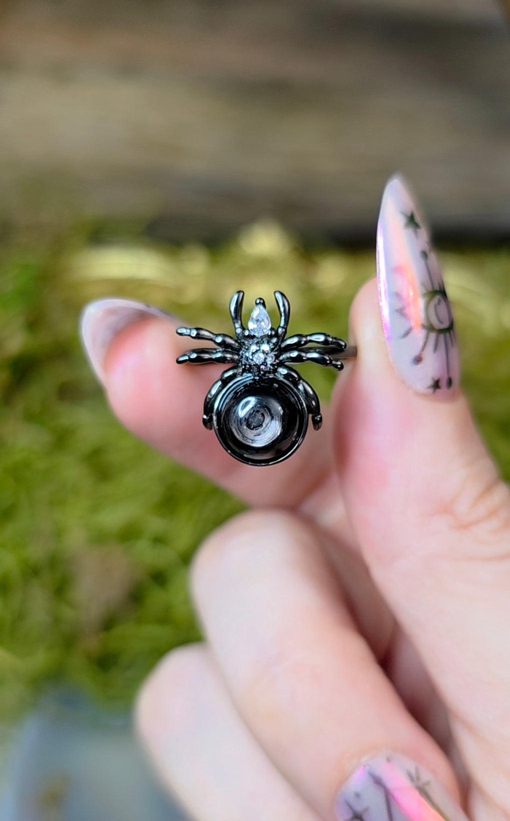 Hypersthene Spider Ring