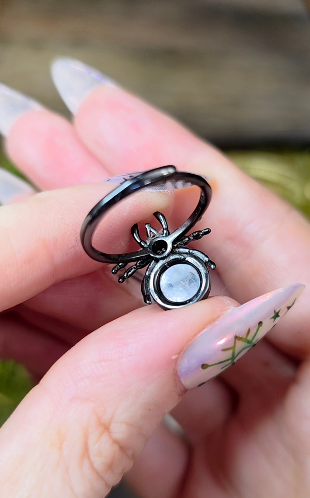 Hypersthene Spider Ring