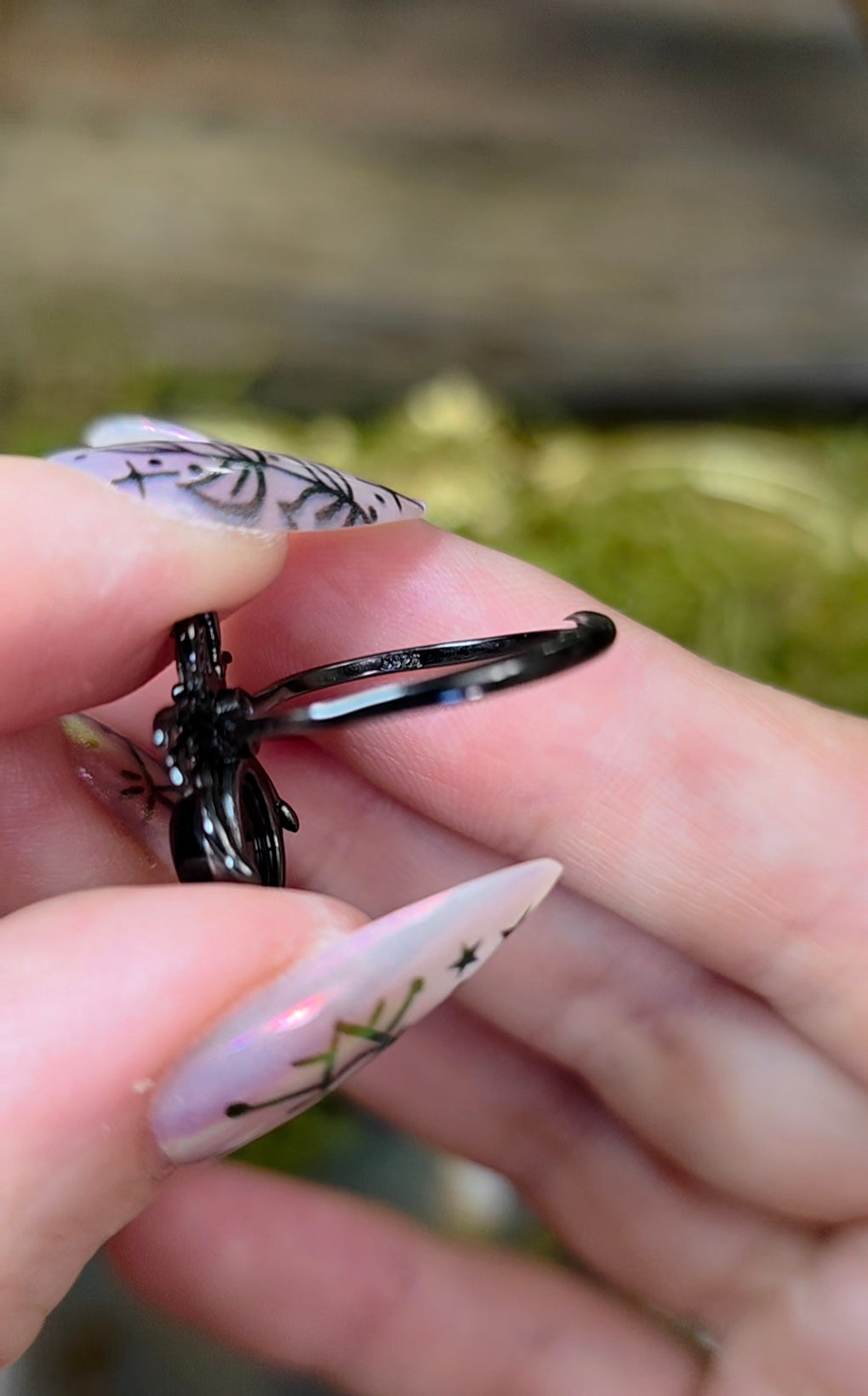 Hypersthene Spider Ring