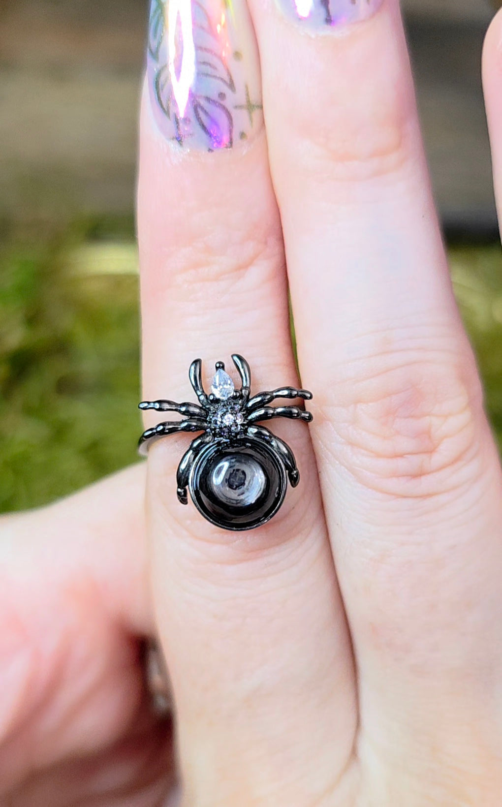 Hypersthene Spider Ring