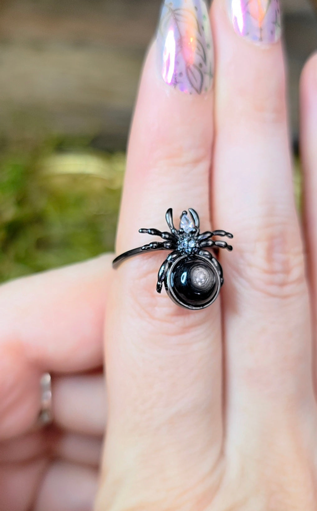 Hypersthene Spider Ring