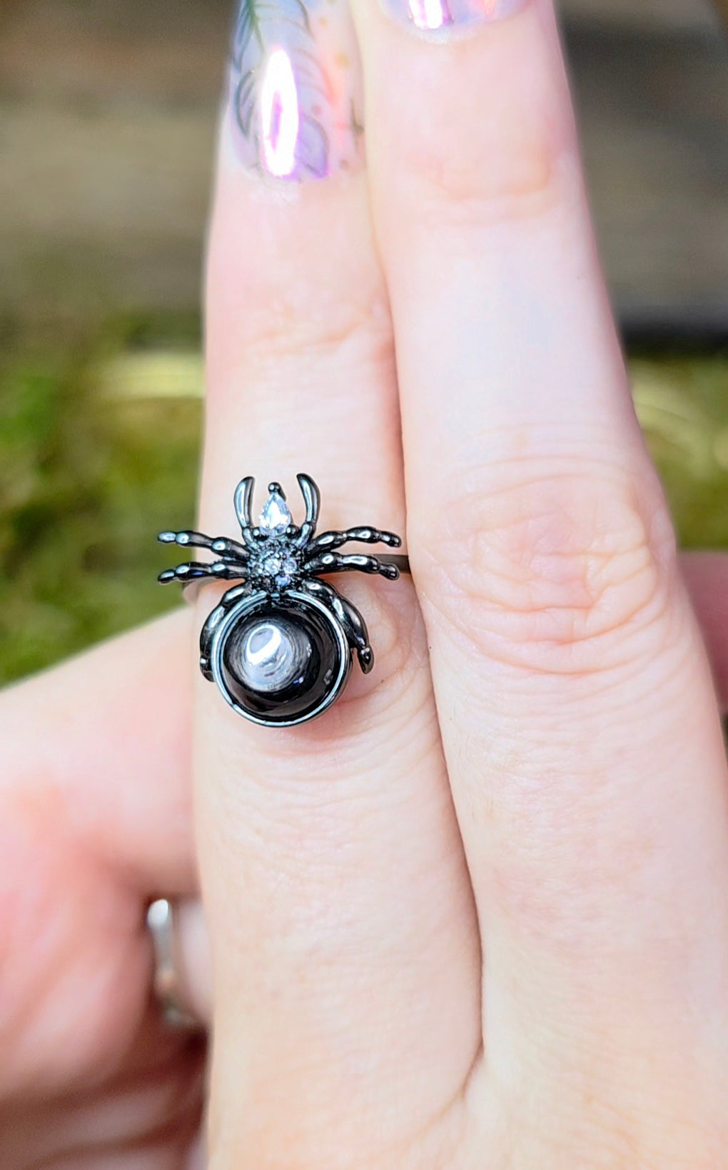 Hypersthene Spider Ring